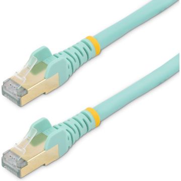 StarTech.com 1.5m CAT6A Ethernet Cable, 10 Gigabit Shielded Snagless RJ45 100W PoE Patch Cord, CAT 6A 10GbE STP Network Cable wStrain Relief, Aqua, Fluke TestedUL Certified WiringTIA - Category 6A
