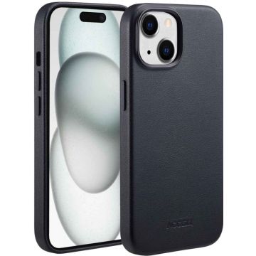 Accezz MagSafe Leather Backcover iPhone 15 - Onyx Black