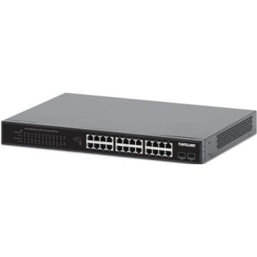 INTELLINET 24Port Gigabit PoE+ Switch 2x1G SFP 370 W
