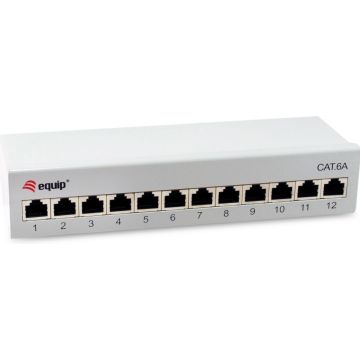 Equip Patchpanel 12x RJ45 Cat6A 19" FTP 1HE Premium helder grijs