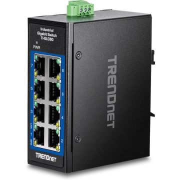 TRENDnet 8-Port Industrial Gigabit DIN-Rail Mini Switch