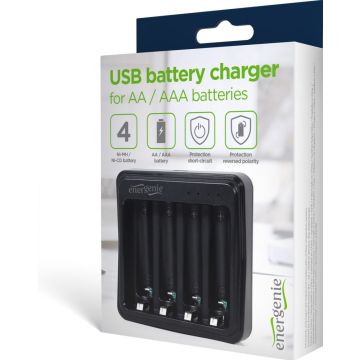 gembird USB-Lader voor AA/AAA-Batterien, zwart