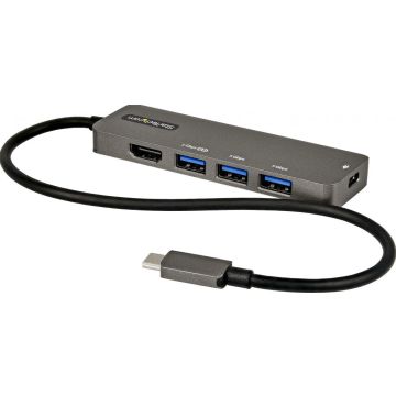 StarTech.com USB C Multiport Adapter - USB-C naar HDMI 2.0b 4K 60Hz (HDR10), 100W Power Delivery Pass-Through, 4-Port USB 3.0 Hub