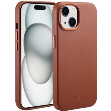 Accezz MagSafe Leather Backcover iPhone 15 - Sienna Brown
