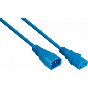 kabelmeister stroomverlengkabel C14 an C14 blauw 1m