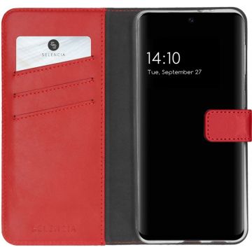 Selencia Echt Lederen Bookcase Samsung Galaxy S21 FE - Rood