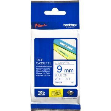Brother TZe223 - Blauw op wit
