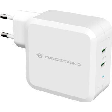 CONCEPTRONIC Lader 2Port 100W,2xUSB-C PD weiß