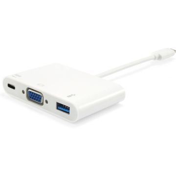 Equip USB-C St -> VGA-/USB-A-Bu PD-Adapter 0.15cm wit