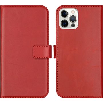 Selencia Echt Lederen Bookcase iPhone 12 (Pro) - Rood