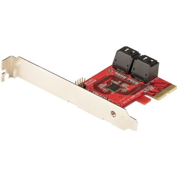 StarTech.com 4 Port SATA PCIe Kaart, PCI Express SATA Uitbreidingskaart, 6Gbps, LowFull Profile, Stacked SATA Connectors, ASM1164 Non-Raid, PCIe naar SATA ConverterAdapter (4P6G-PCIE-SATA-CARD) - Controller voor opslag