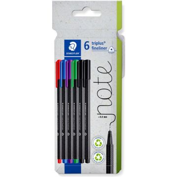 STAEDTLER fineliner triplus rPP, 6 stuks