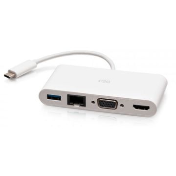 C2G USB C to HDMI, VGA, USB A & RJ45 Adapter - 4K 30Hz