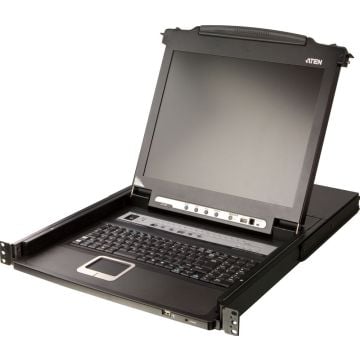 8-Port Single Rail 17i Widescreen LCD KVM Switch with USB Peripheral Support Broadcast Mode Daisy Chain and External Console (USB - PS/2 VGA)-French Keyboard AZERTY FR