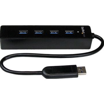 StarTech.com 4-poorts draagbare SuperSpeed USB 3.0-hub met geintegreerde kabel - Hub