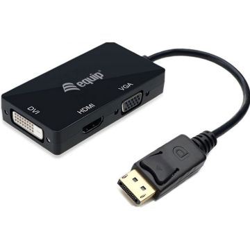 Equip Displayport->HDMI/VGA/DVI Adapter St/Bu zwart