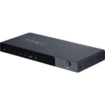 StarTech.com 4-Port 8K HDMI Switch, HDMI 2.1 Switcher 4K 120Hz HDR10+, 8K 60Hz UHD, HDMI Switch 4 In 1 Out, AutoManual Source Switching, Remote Control and Power Adapter Included - 7.1 Channel AudioeARC (4PORT-8K-HDMI-SWITCH)