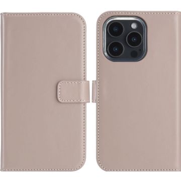Selencia Echt Lederen Bookcase iPhone 16 Pro Max - Dusty Pink