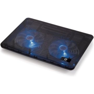 Conceptronic CNBCOOLPAD2F – Laptopkoeler – 15,6" – 2x 12,5 cm ventilatoren – USB-aangedreven – 2 hoogte-instellingen – Aluminium – zwart