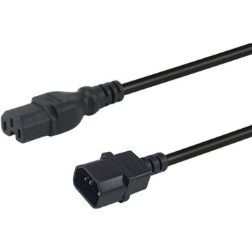 Equip stroomkabel Anschl. C14 -> C15 1.80m zwart