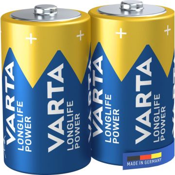 Varta -4920/2B – Wegwerpbatterij – D-formaat – Alkaline – 1,5V – 2 stuks – Langdurige energie – Betrouwbaar – Universeel gebruik - blauw, goud