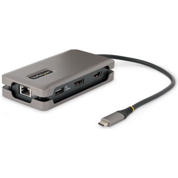 StarTech.com USB-C Multiport Adapter, 4K 60Hz HDMIDP Video, 3-Port USB Hub, 100W Power Delivery Pass-Through, GbE, USB Type-C Travel Dock w Charging, 1ft30cm Wrap-Around Cable - Mini Laptop Docking Station (DKT31CDHPD3)