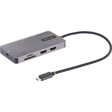 StarTech.com USB C Multiport Adapter, Dual HDMI Video, 4K 60Hz, 2x 5Gbps USB-A Hub, 100W PD Pass-Through, GbE, SDMicroSD, 30cm Kabel, Travel Dock, Laptop Docking Station (120B-USBC-MULTIPORT) - Dockingstation