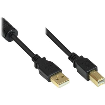Good Connections USB2.0 Kabel m.Ferrit A-B zwart. 5m