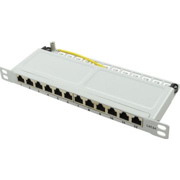 LogiLink 10"" Cat.6A Patchpanel, 12-Port, grijs, 0,5 HE