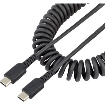 StarTech.com 50cm USB C Laadkabel, Zwart, Robuuste Fast Charge & Sync USB-C Spiraalkabel, USB 2.0 Type-C Snellaadkabel, Duurzame Aramidevezels, USB-C Kabel MM (R2CCC-50C-USB-CABLE) - USB-kabel
