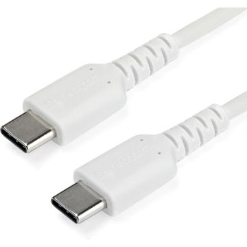 StarTech.com 2m USB C Lader Kabel, Rugged Fast Charge & Sync USB 2.0 naar USB Type C Laptop Laderkabel met TPE Aramidevezel Mantel, MM, 60W, Wit, Samsung S10 S20, iPad Pro, MS Surface (RUSB2CC2MW) - USB-kabel