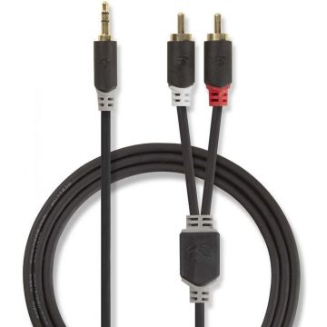 Stereo Audio Cable | 3.5 mm Male - 2x RCA Male | 2.0 m | Anthracite