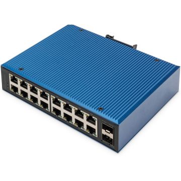 DIGITUS Switch Ind. 16-Port Gigabit Unmanaged blau