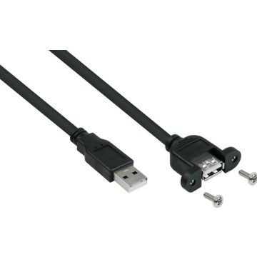 kabelmeister USB2.0 verleng A-St.-Einbaub.A zwart. 2m