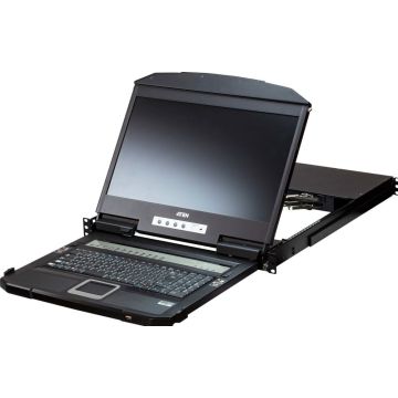 [PREMIUM] Aten 4-port USD HDMI Multi-View Dual Rail WideScreen LCD KVM Switch-French Keyboard AZERTY FR