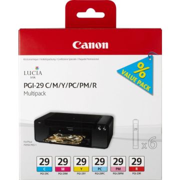 Canon PGI-29 CMYPCPMR Multipack - Geel, cyaan, magenta, rood, fotocyaan, fotomagenta