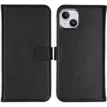 Selencia Echt Lederen Bookcase iPhone 15 - Zwart