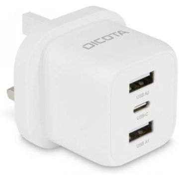Dicota 3-Port GaN Wall Charger (32W) UK white