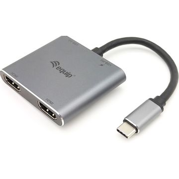 Equip Adapter USB-C -> 2xHDMI,USB-A3.0,PD 4K30Hz 0.15m si