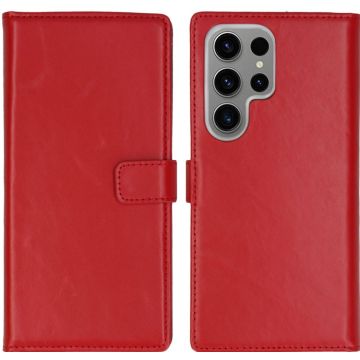 Selencia Echt Lederen Bookcase Samsung Galaxy S24 Ultra - Rood