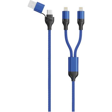 2GO USB / Type C Ladekabel DUO Lightning blau 120cm