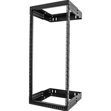 StarTech.com 24U 19" Wandmonteerbare Server Rack, Verstelbare Diepte 12-20", 2 Post Open Frame Serverruimte Rack voor AVDataServerSwitch met Kooimoeren en Schroeven (RACK-24U-20-WALL-OA) - Rack open frame