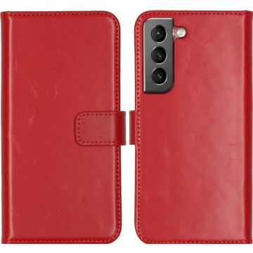 Selencia Echt Lederen Bookcase Samsung Galaxy S22 - Rood