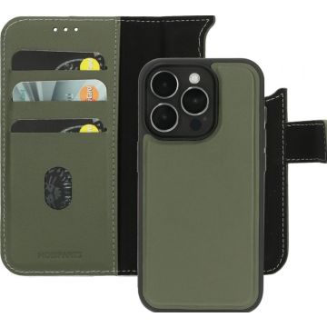 Mobiparts Leather 2 in 1 Wallet Case Apple iPhone 15 Pro Green - Smartphonehoesje