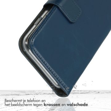 Selencia Echt Lederen Bookcase Samsung Galaxy A26 - Blauw