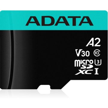 Flash card Micro-SDXC 128GB ADATA Premier Pro V30S retail, w/adapter, black/blue, r/100;w/80