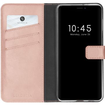 Selencia Echt Lederen Bookcase iPhone 13 Pro Max - Roze