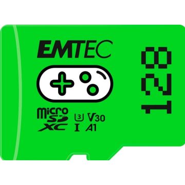 EMTEC MicroSD Card 128GB SDXC CL.10 UHS1 U3 V30 A1 Gaming