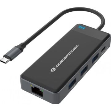 CONCEPTRONIC Adapter USB-C->2xHDMI,GbE,PD,3xUSB3.0 0.25 gr