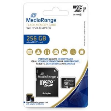 MediaRange SD MicroSD Card 256GB UHS-1 Cl.10 inkl. Adapter